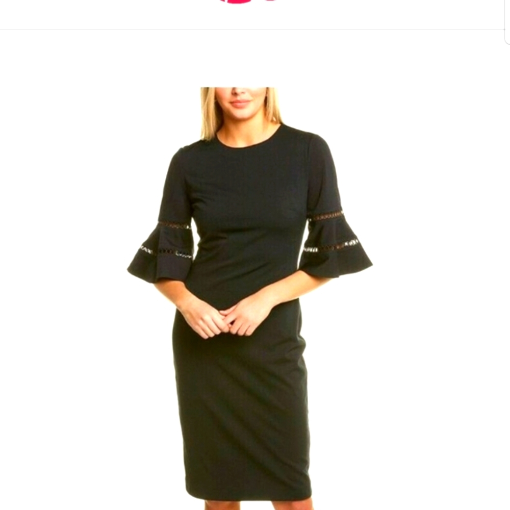 Ted Baker Elegant Green Dress w/Flared Cut-out Sleeves Size 1